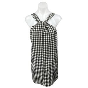 Heartloom Black White Gingham Check Plaid Sleeveless Halter Mini Tank Dress Sz M